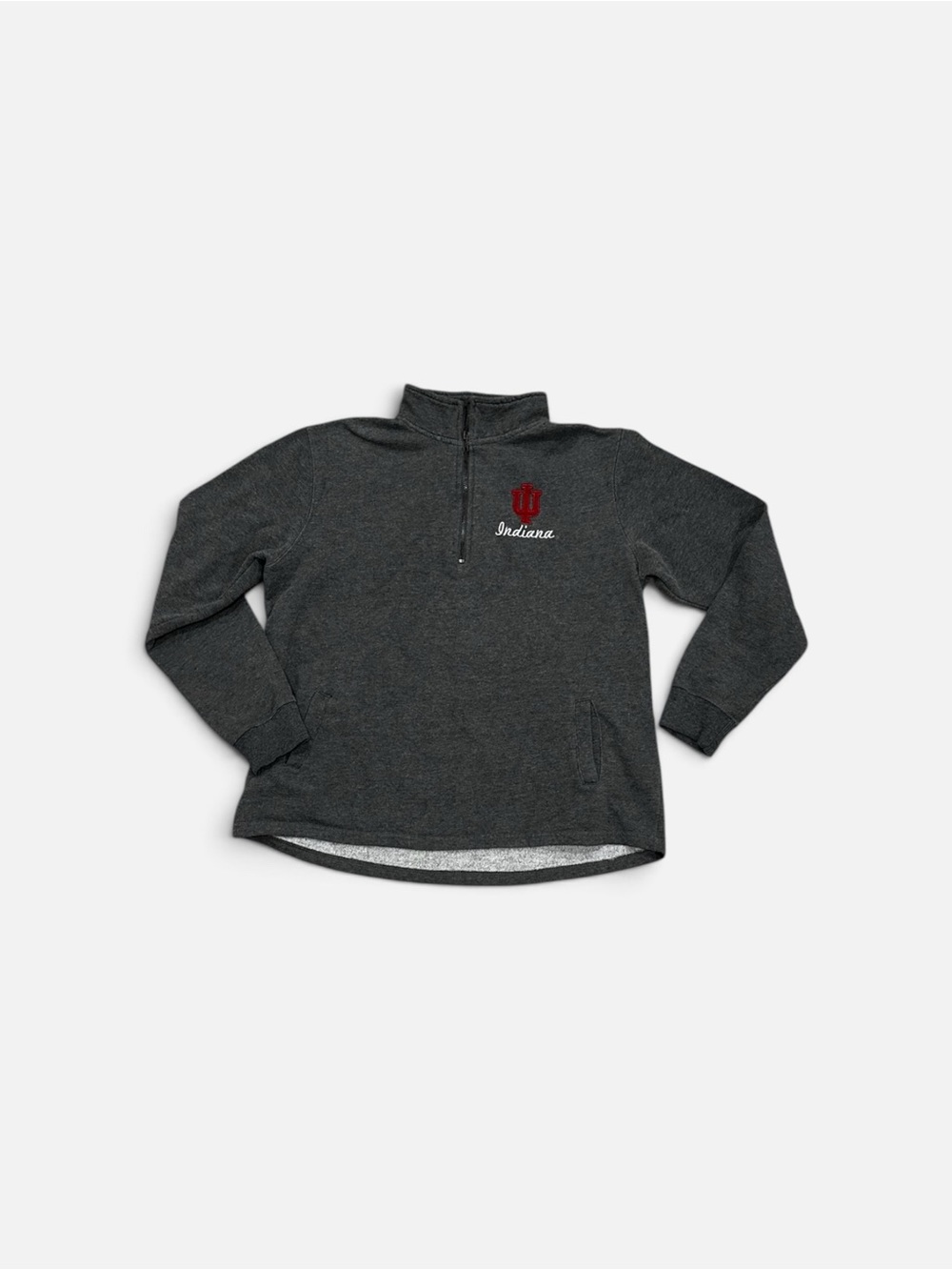 Indiana University IU Women’s Gray Quarter Zip Pullover Sweatshirt